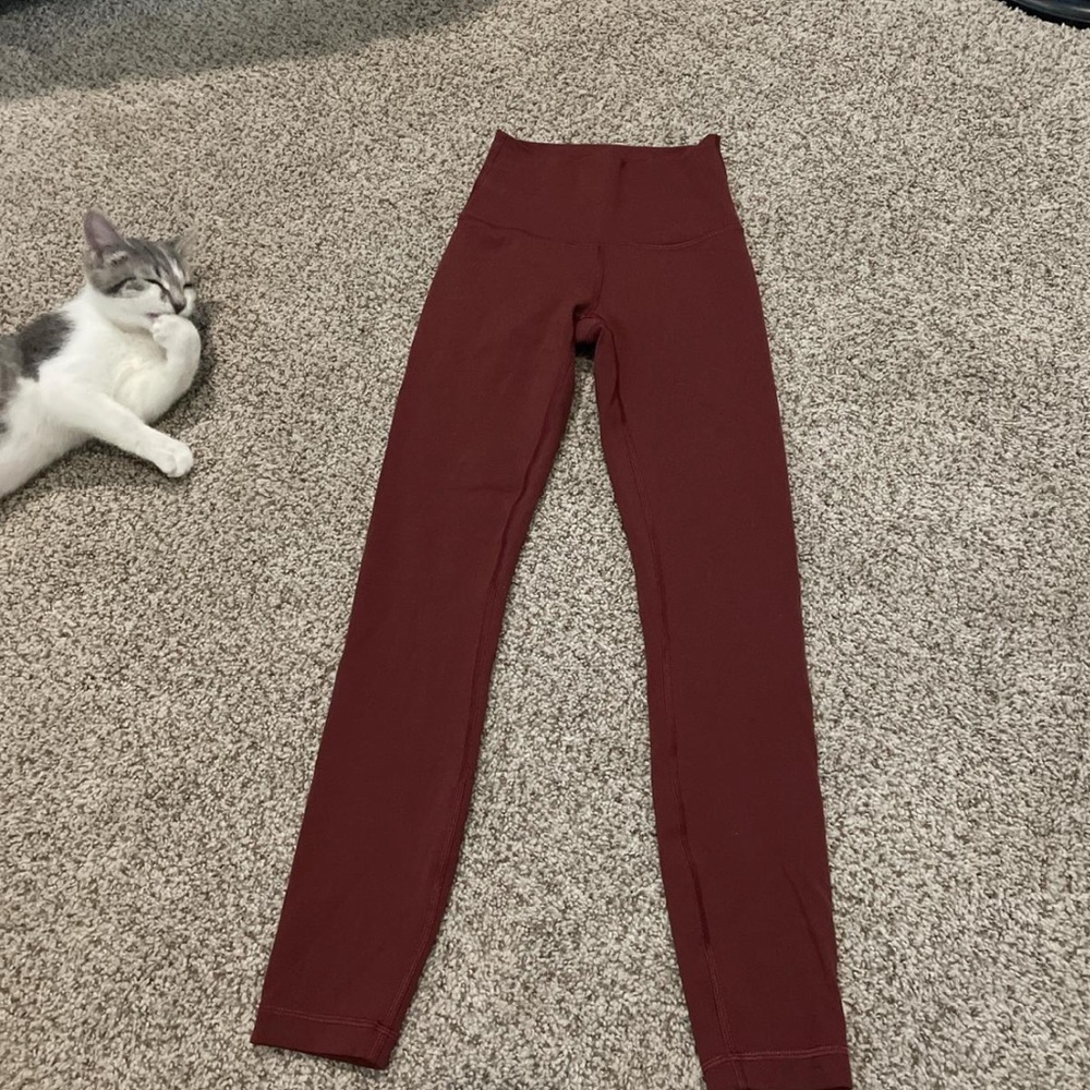 burgundy lululemon wunder train leggings size 2